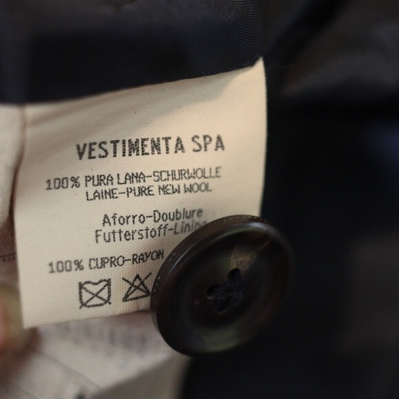VESTIMENTA SPA Vintage Black Wool Pant Suit 3-Button Jacket Tailored 10 - Picture 15 of 16